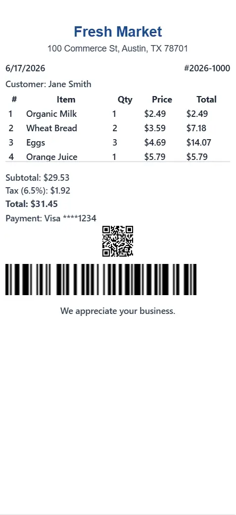 Sample receipt 1