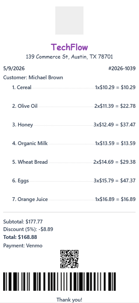 Sample receipt 40