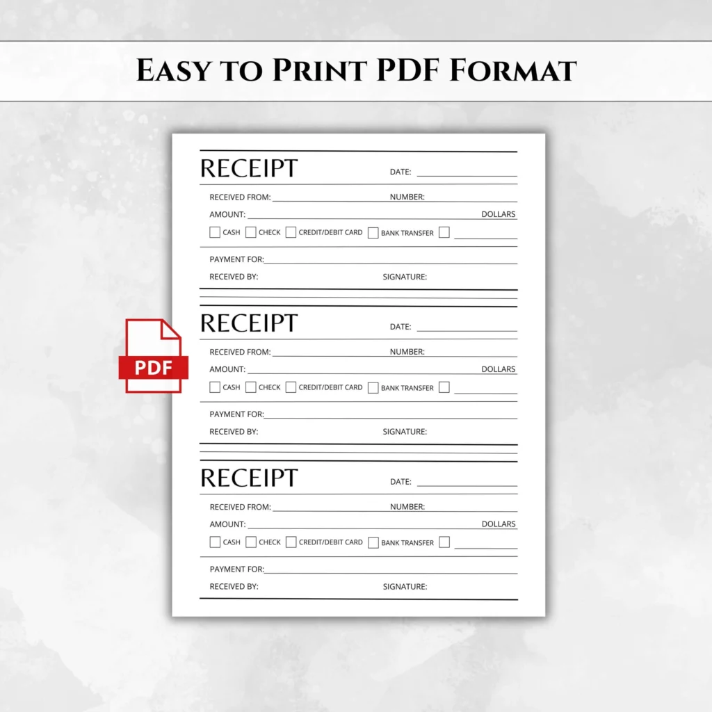 Free receipt form fill data