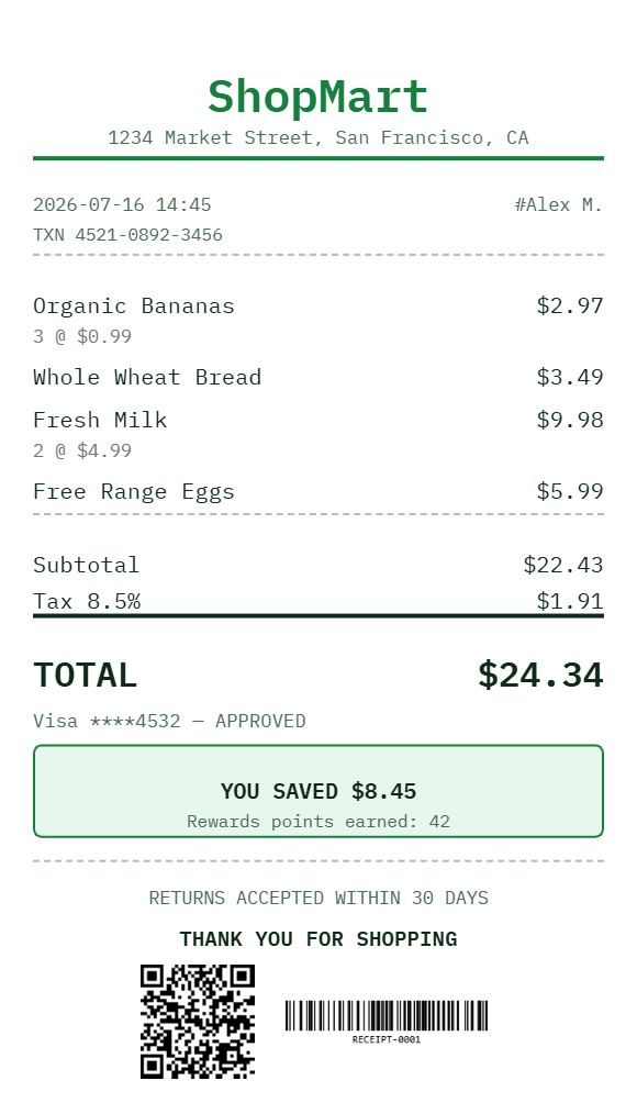 Grocery receipt_grocery