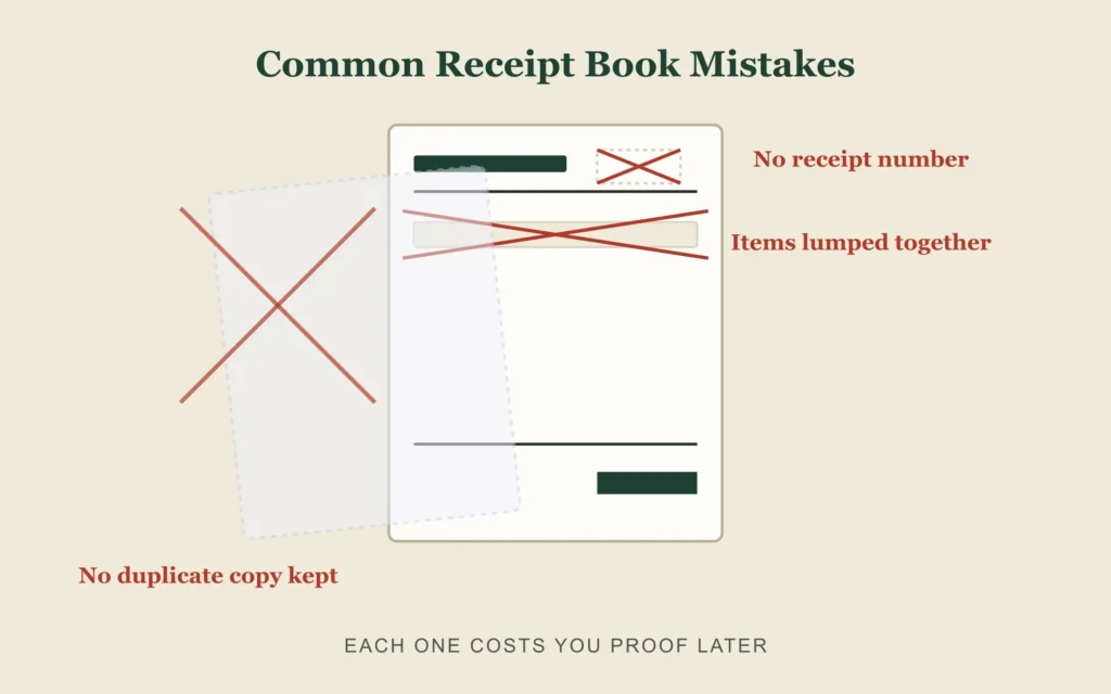 Receipt book common mistakes